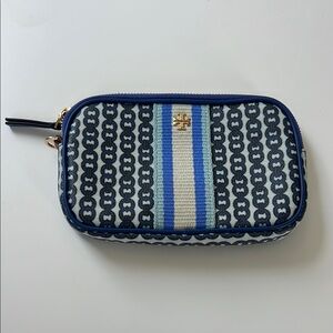 Tory Burch Blue and White Patterned Wristlet